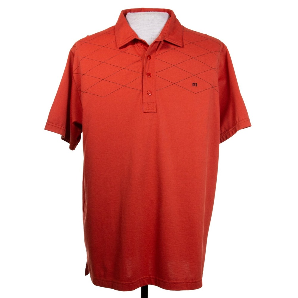 Travis Mathew Mens XL Red-ish‎ Orange Polo Golf Shirt Pima Polyester